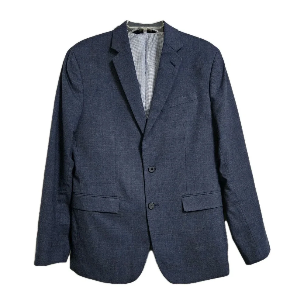 Banana Republic Blazer‎ Mens 40R Blue Slim Fit Glen Plaid Sport Coat 2-Button